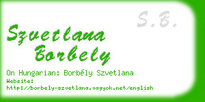 szvetlana borbely business card
